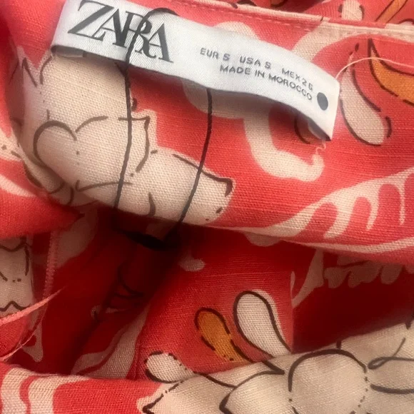Zara Coral and Cream Floral Dress - Picture 13 of 13